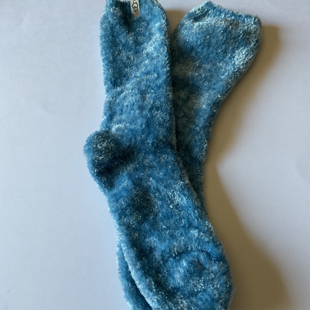 UGG WOMENS LEDA SPARKLE COZY CREW SOCKS BLUE OS NWOT